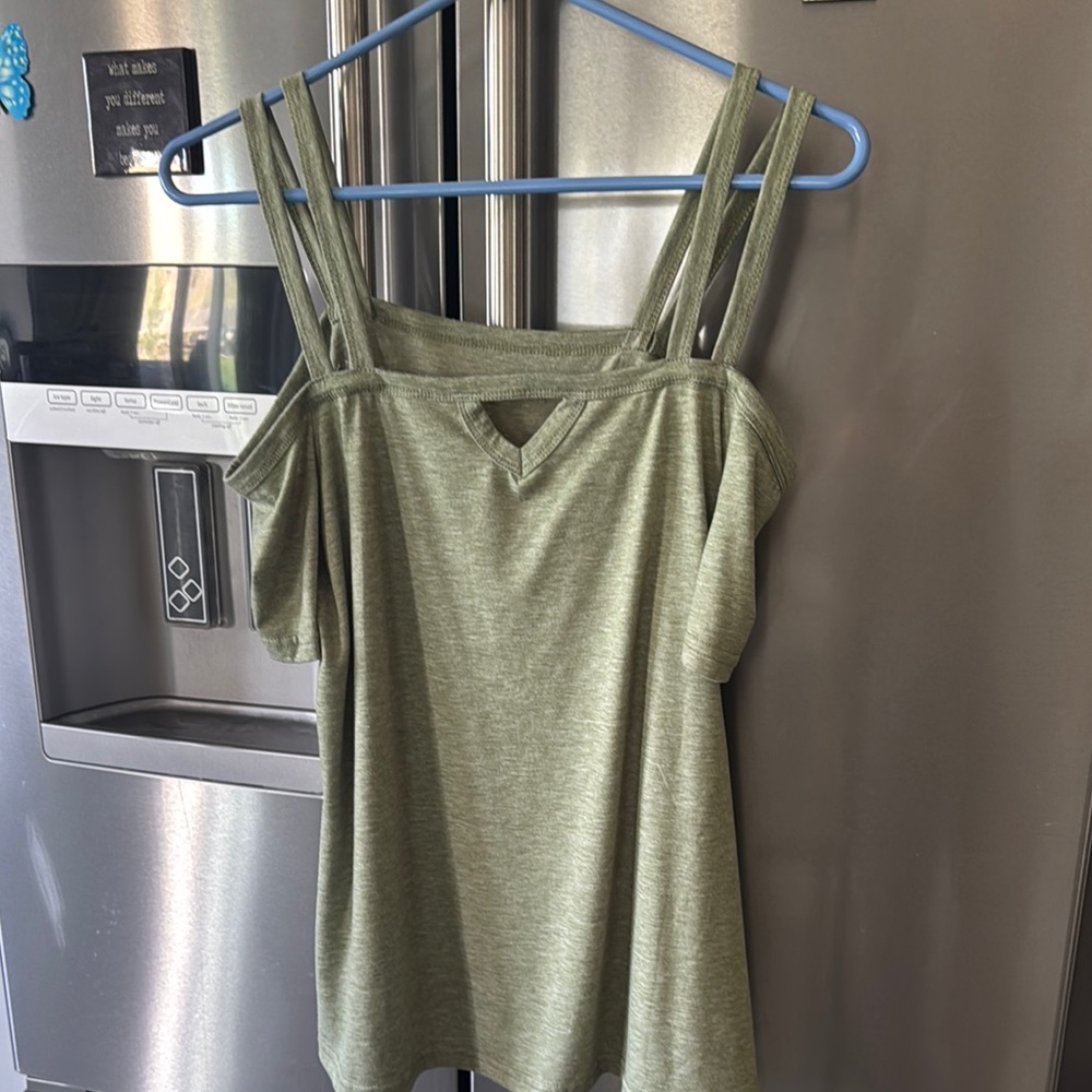 Olive Green Women's Cold Shoulder Top